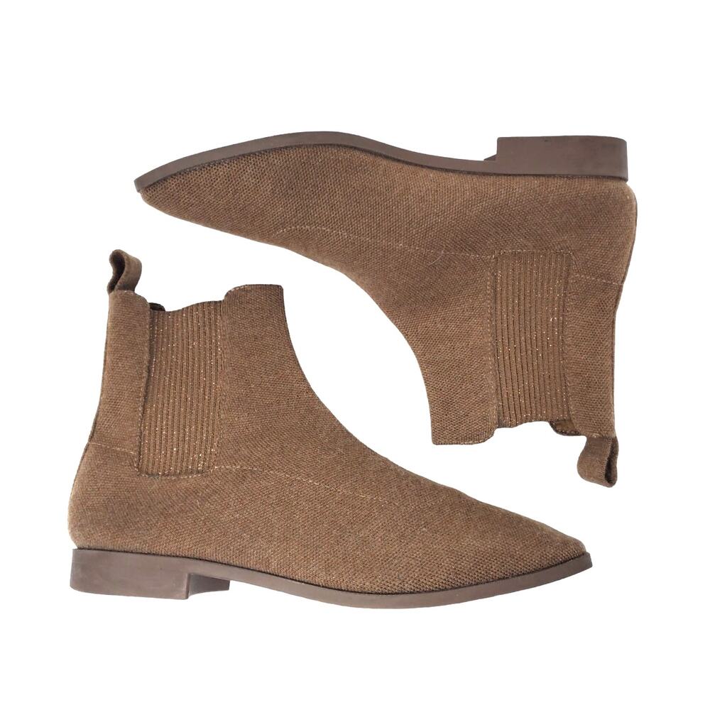 Vivaia Square Toe Chelsea Pull On Ankle Boots Brown Sustainable Size 37 US 6.5